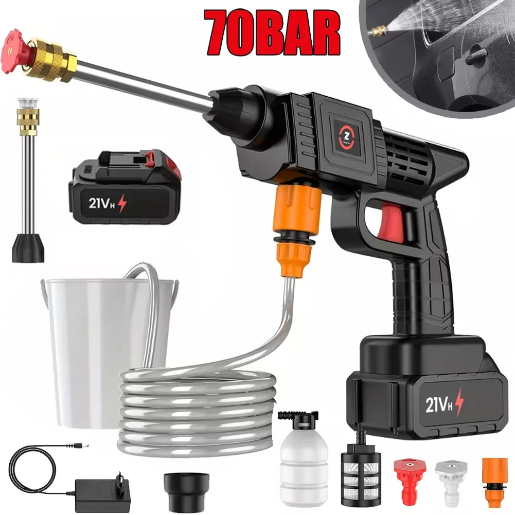 OWJHE 70Bar Cordless leva ad alta pressione lavaggio pistola ad acqua a spruzzo lavaggio auto lavatrice ad acqua a pressione per batteria Makita 21V
