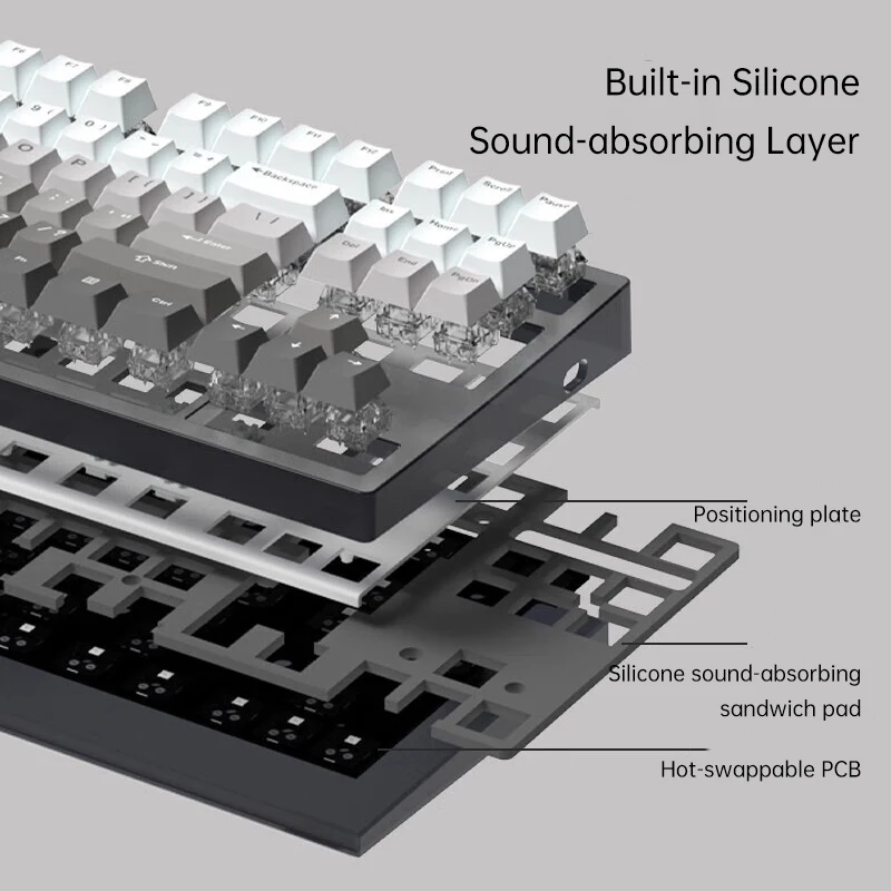 FL·ESPORTS MK870 Side-engraved Mechanical Keyboard Russian Korean Keycaps Hot-Swap 87 Key Customization Keyboard for Game Office