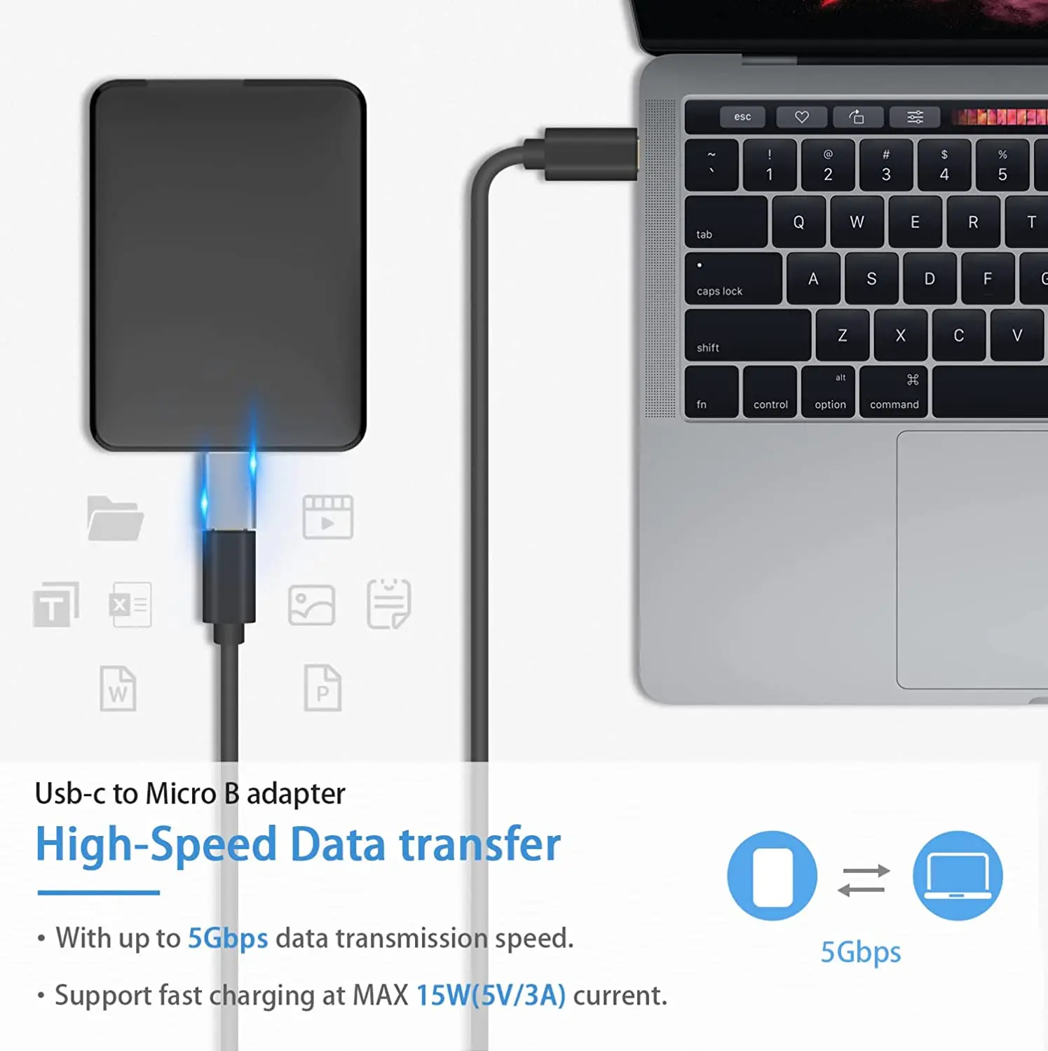 Male Type-C USB C to Female USB 3.0 Micro B Adapter Connector  Micro B to USB C 3.1 Adapter for USB3.0 External Portable SSD HDD