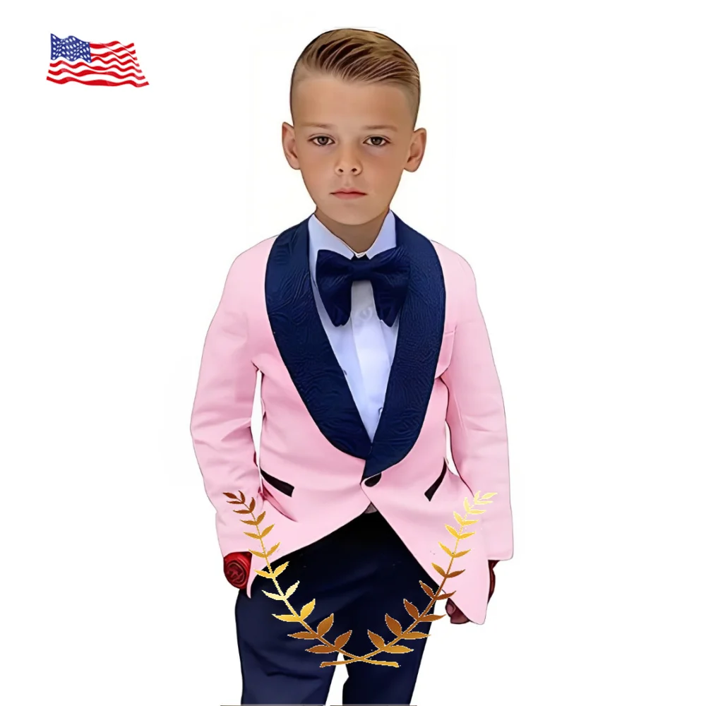 Suit for Boys Wedding Tuxedo 2 Pieces Jacket Pants Floral Shawl Collar Blazer Fashion Kids Clothes 2-16 Years