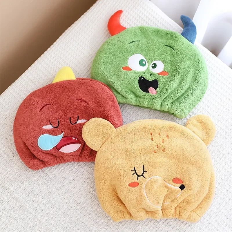 Cute Cartoon Animal Child Hair Towel Cap Drying Hat Quick-dry Microfiber Super Absorption Hair Twist Kid Bath Hat Bathroom — zdjęcie 2