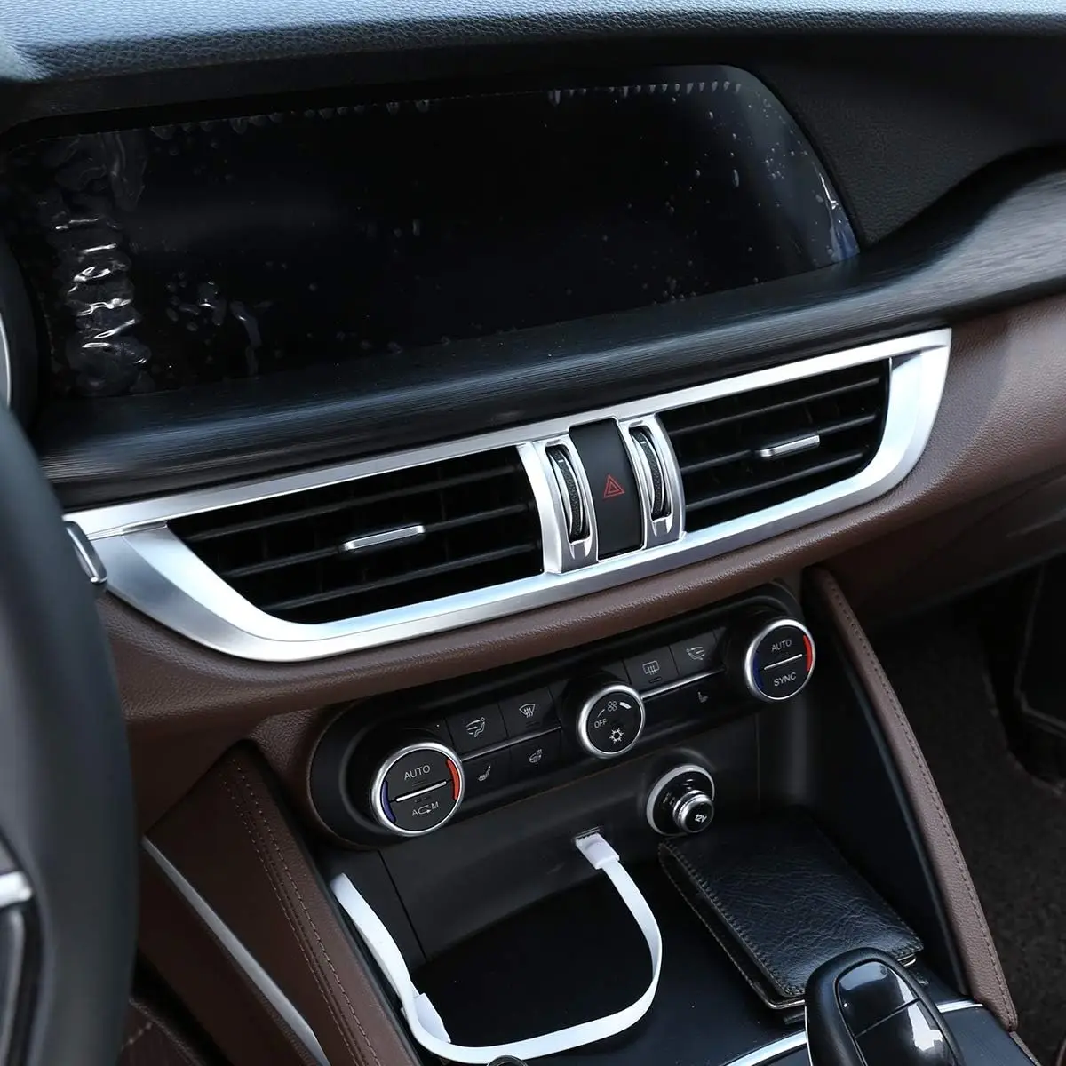 

ABS Matt Silver Car Central Control Air Outlet Decorative Frame Trim For Alfa Romeo Stelvio 2017- 2020 Car Styling Accessories