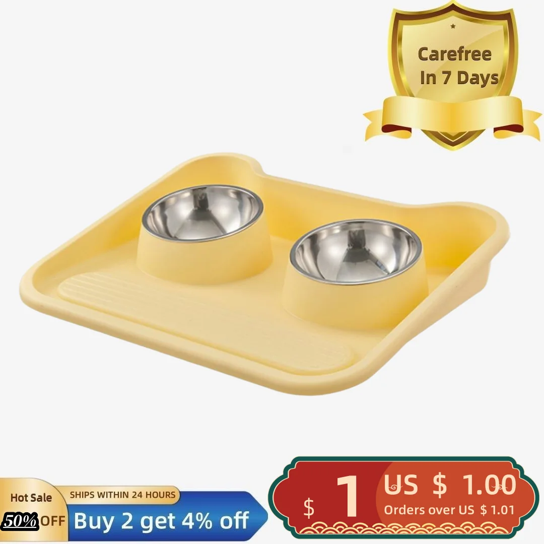 

1 Set Pet Double Bowl Non-slip Pet Double Bowl 15-degree Tilt Design Dog Cat Feeding Bowls Pet Supplies