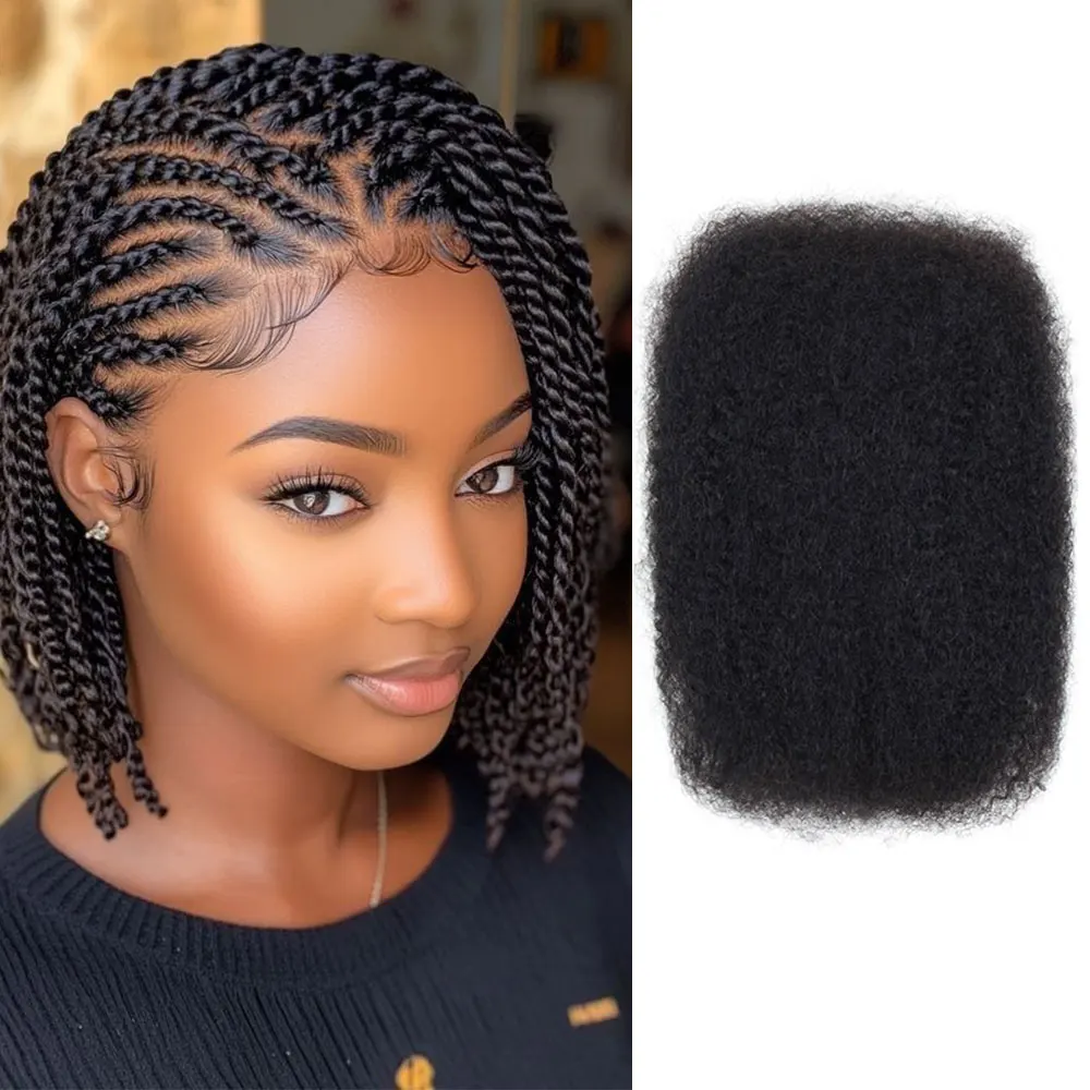 Afro Kinkys Bulk Human Hair for Dreadlock Extensions Loc Repair Braiding Twist Tight Afro Kinky Human Hair for Loc 1Packs 50g