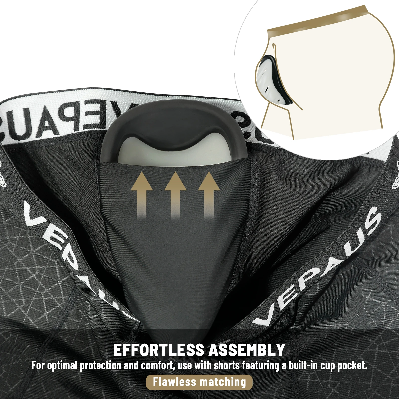 VEPAUS Sportliche Kompressionsshorts für Herren mit schützender Körbchentasche, bedrucktes Design und Performance-Passform für Baseball, Hockey, MMA – Detail 4