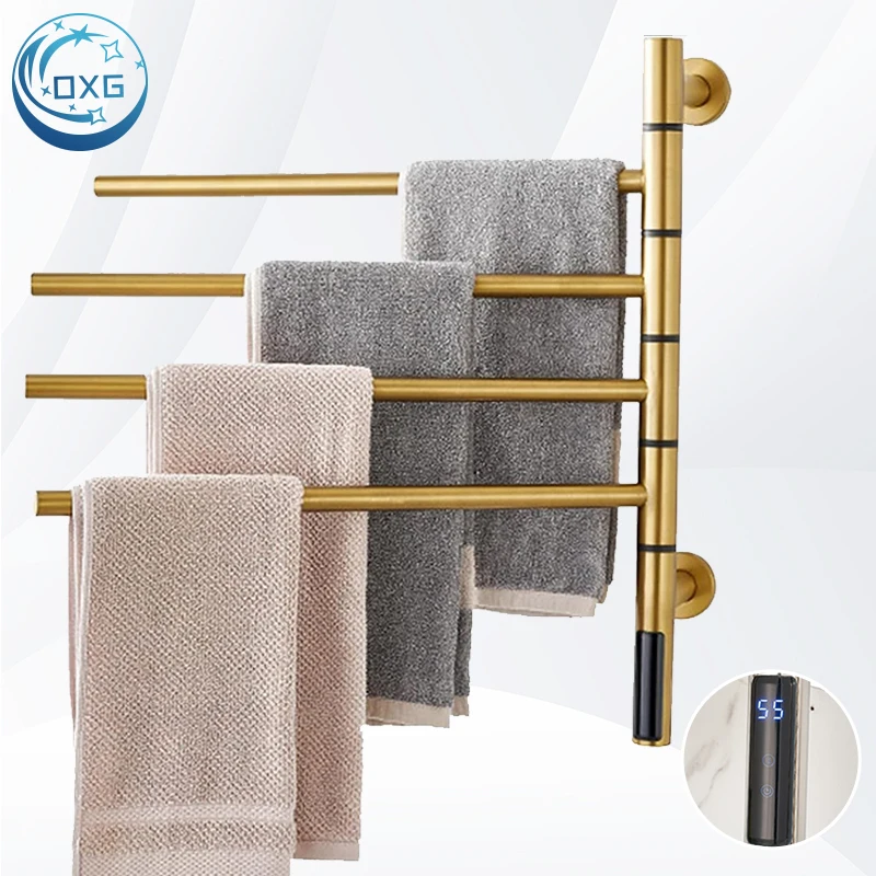 OXG Gold Electric Heated Towel Rail Bathroom Accessories Electric Heater Towel Warmers Towel Rack Bathroom Clothes Dryer