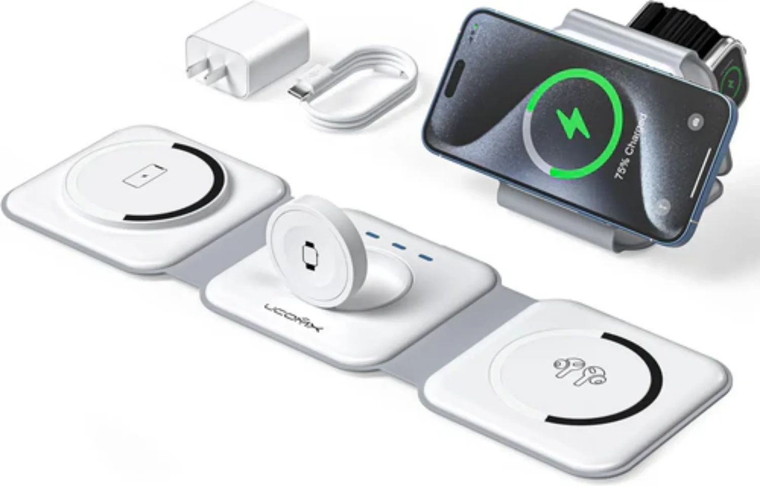 

Foldable 3-in-1 Wireless Charging Station for Multiple Devices
