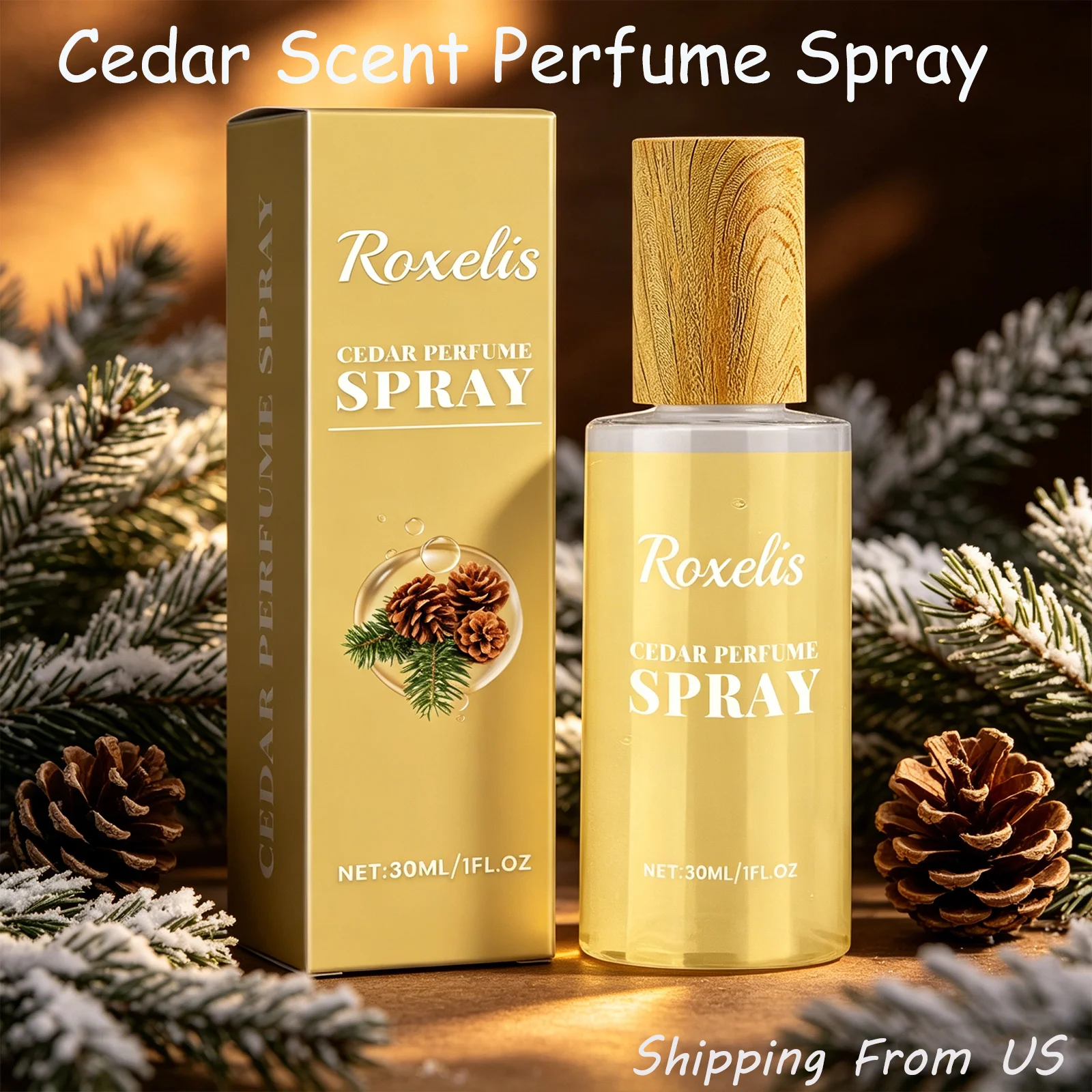

Roxelis 30ml Cedar Scent Perfume Spray Classic Woody Fresh Aroma Long Lasting Fragrance Boost Personal Charm Unisex Portable Fragrance For Daily Casual Use