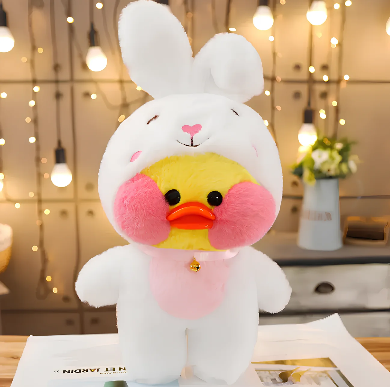 Pluche eend Lalafanfan in konijnenkostuum mascotte RETEQ