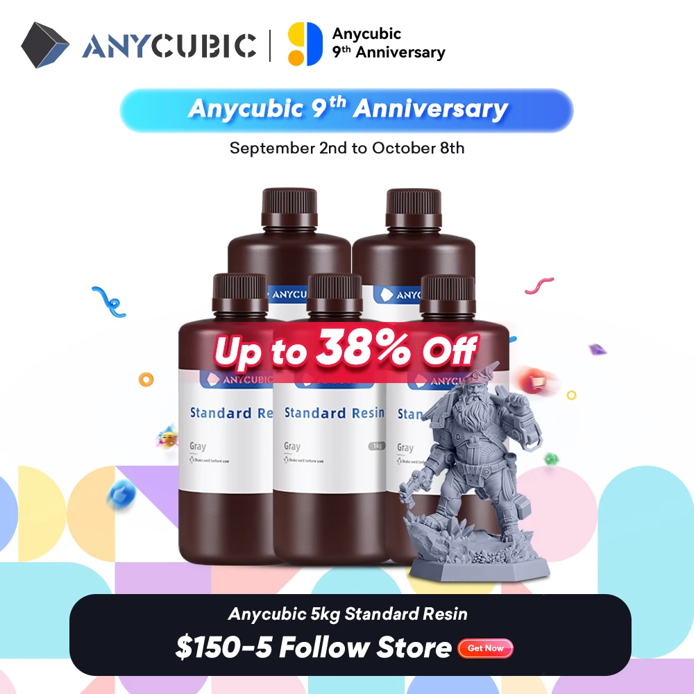 ANYCUBIC 5KG/10KG 405nm UV Standard Resin/ Standard Resin V2 For Photon 3D Printer Mono 2 Printing Material UV Sensitive Liquid