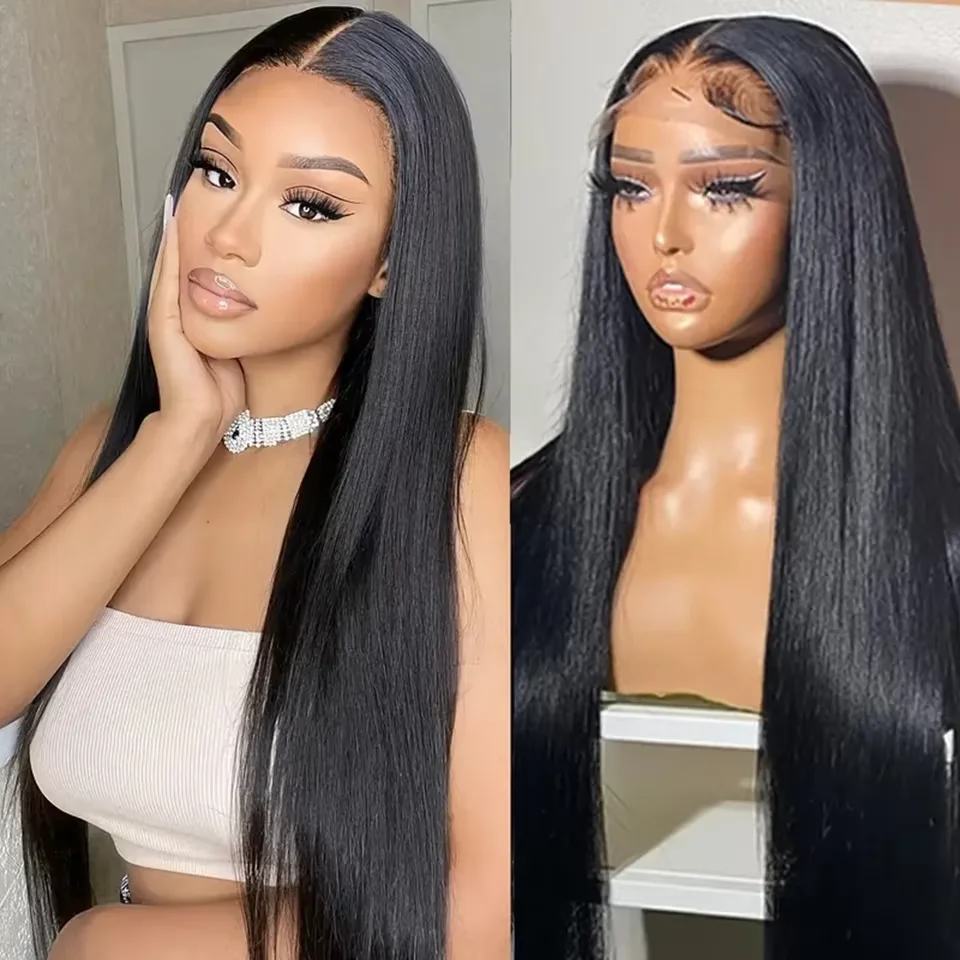 13X6 Straight HD lace Front Human Hair Wig 250Density 30 40Inch Bone Straight Human Hair Wigs 100% Real Human Hair Pre Plucked
