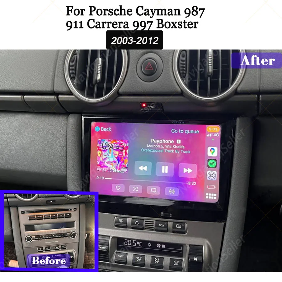 Double Din Car Stereo For Porsche Cayman Stereo Upgrade Boxster 987 Radio Head Unit 997 Apple Carplay 911 Carrera Multimedia