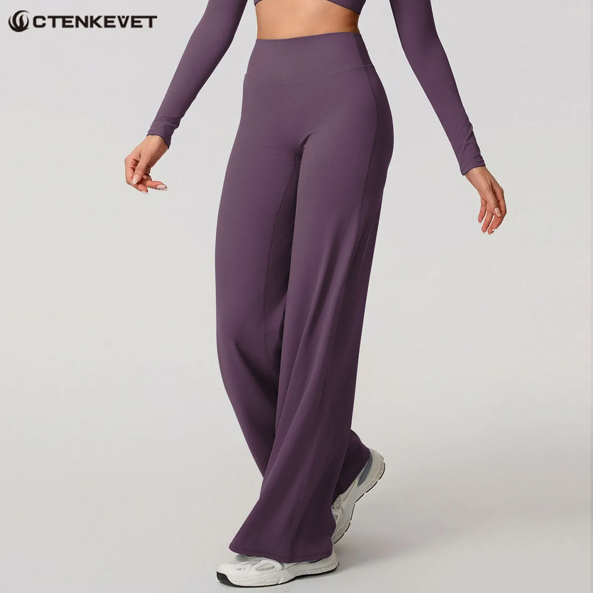 

Ctenkevet High Waist Wide-Leg Yoga Joggers Women's Autumn Casual Outdoor Sweatpants Female Straight Tracksuit Bottoms