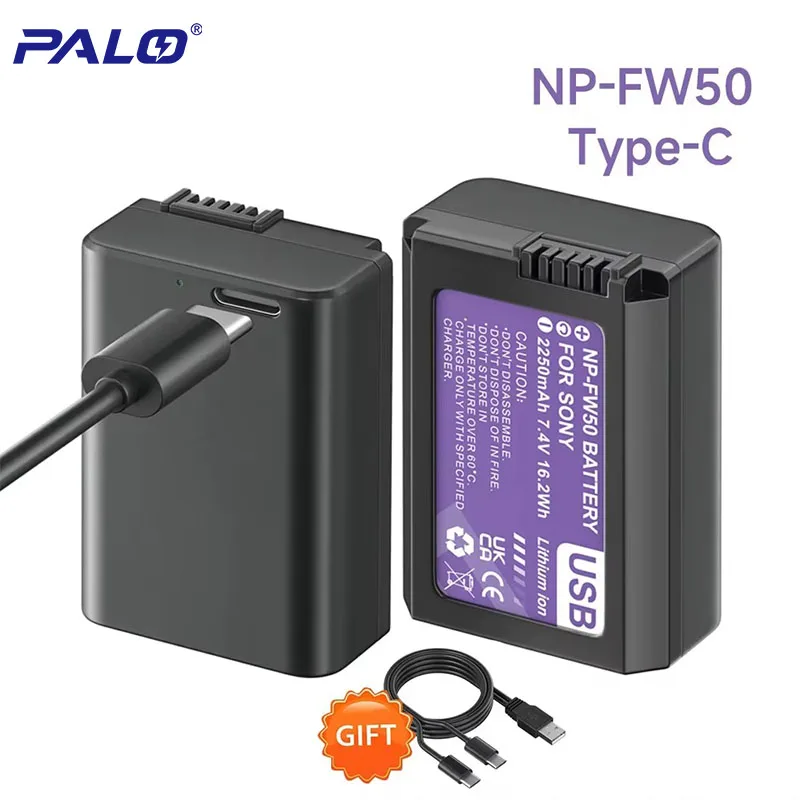 NP-FW50 NPFW50 NP FW50 Akku mit USB-C-Eingang für Sony Alpha A6500 A6300 A6400 A6000 A6100 A5000 A3000 NEX-3 A7 7R A7R II