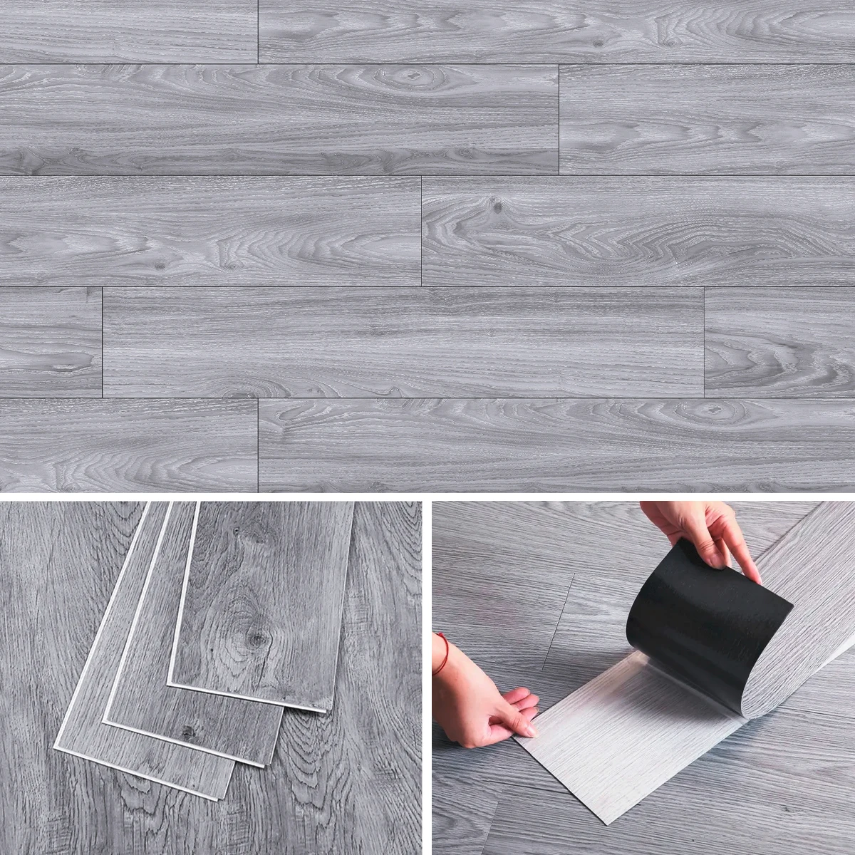 Vinyl Floor Self Adhesive Ruler Wood Blanket Box 5m ² Dark Grey Brinovar