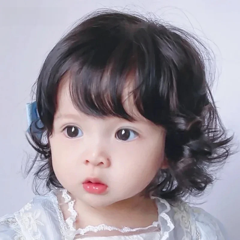 Baby blonde lockige Perücke Kinder Kopf bedeckung Mädchen Krone hellgelbe Haarschmuck für Kinder zubehör Jungen Kopfschmuck Ornamente