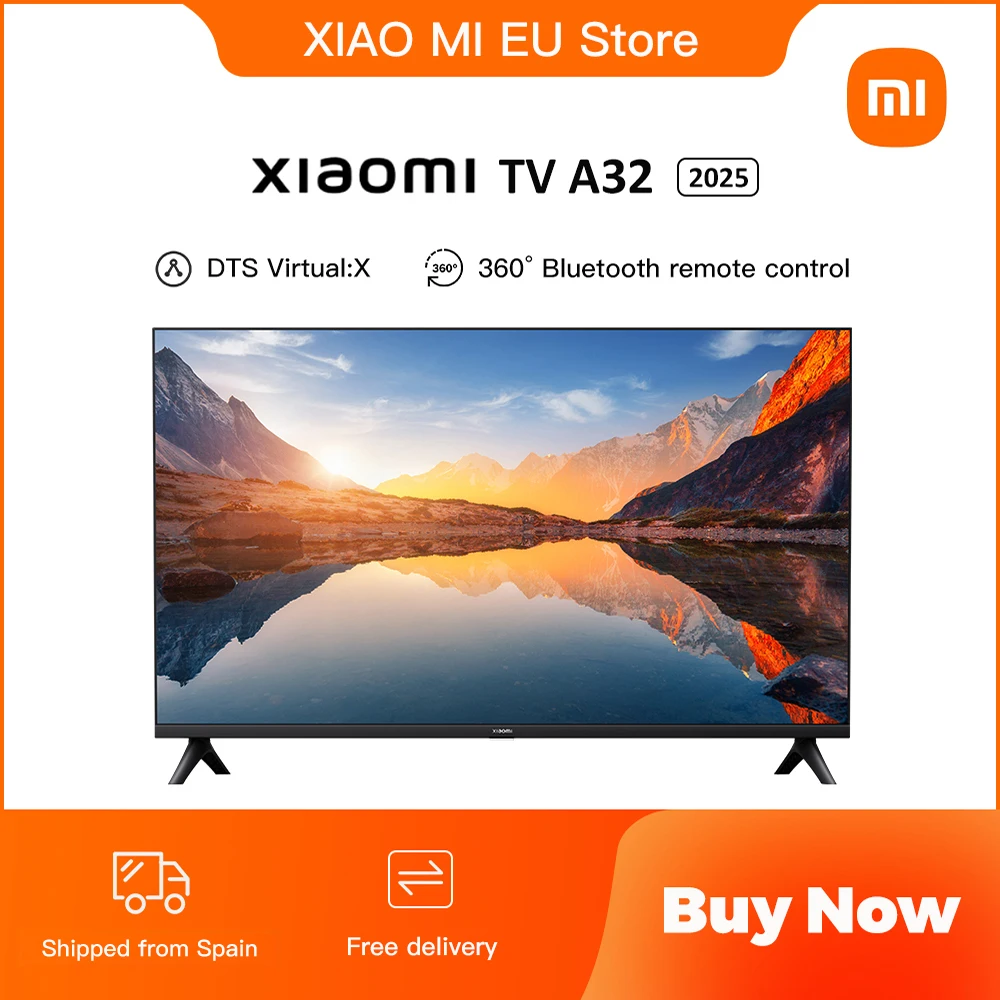 Xiaomi TV A 32, Tamaño compacto con pantalla colorida, Sonido dinámico con Audio Dolby , DTS-X y DTS Virtual:X, acabado metálico de alta gama