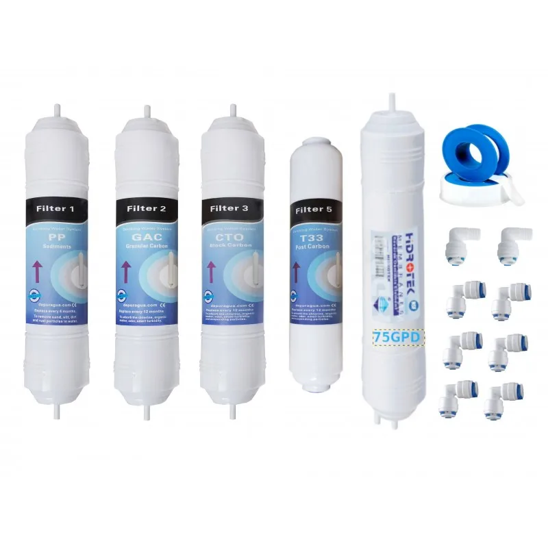 Kit 4 filters and membrane 75 GPD in line reverse osmosis NT02 LUX