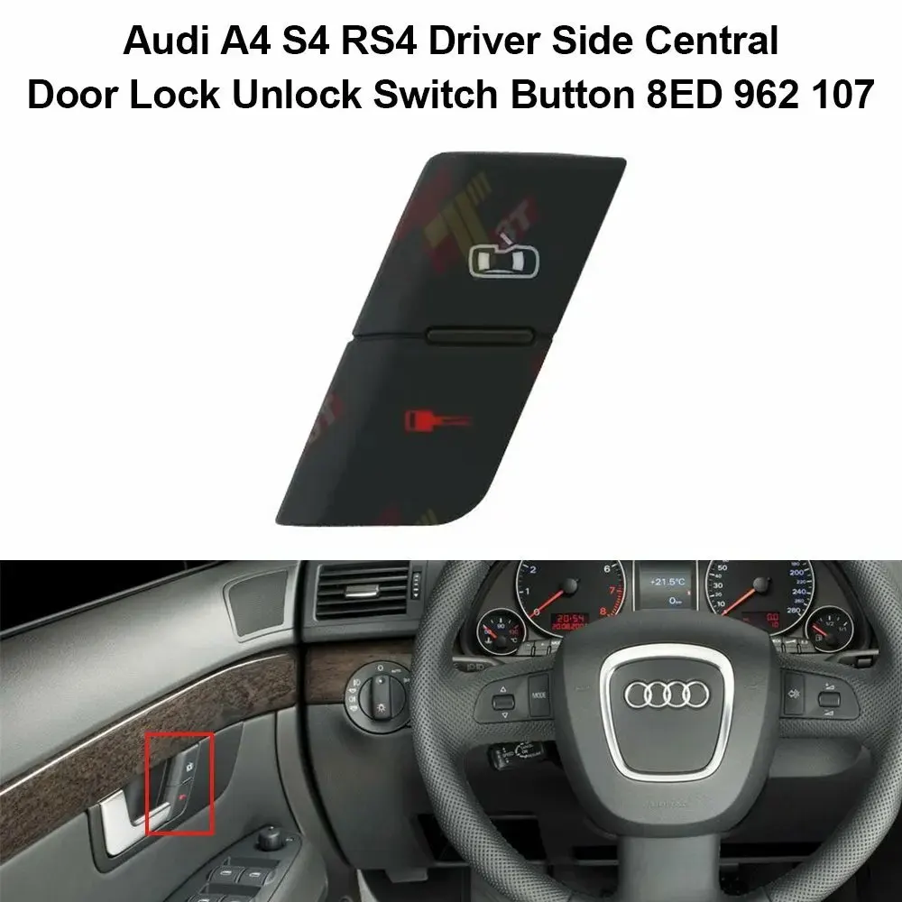 For Audi A4 S4 RS4 Driver Side Central Door Lock Unlock Switch Button 8ED962107