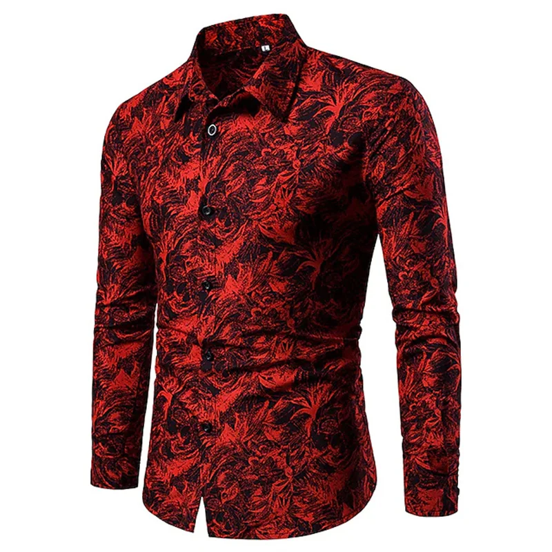 Fashion Pop Prom Party Night Club New Designer Long Sleeve Clothing Slim Button Lapel Men Tops