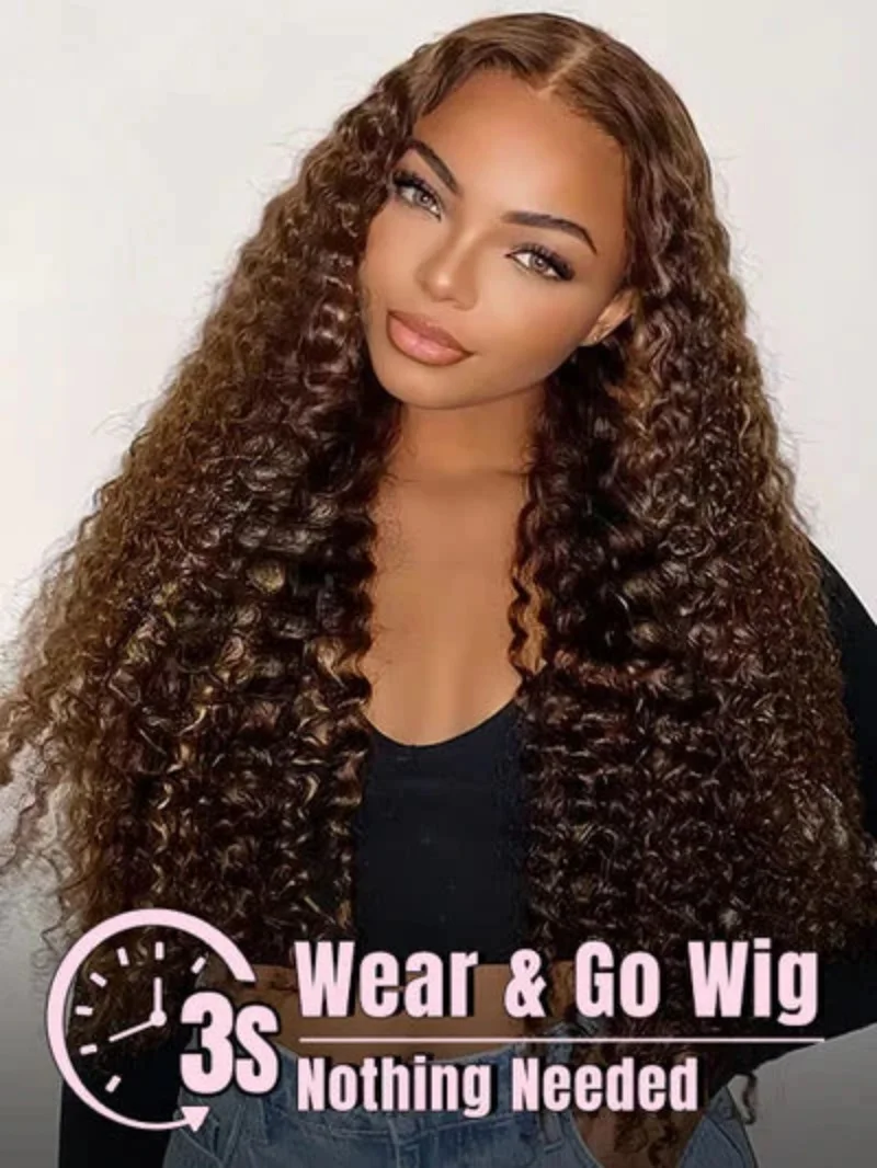 40 Inch 4/27 Curly Ombre Highlight 7x5 Lace Front Curly Glueless Human Hair Wigs 250% Density Deep Wave 13x4 Wigs For Women image 3