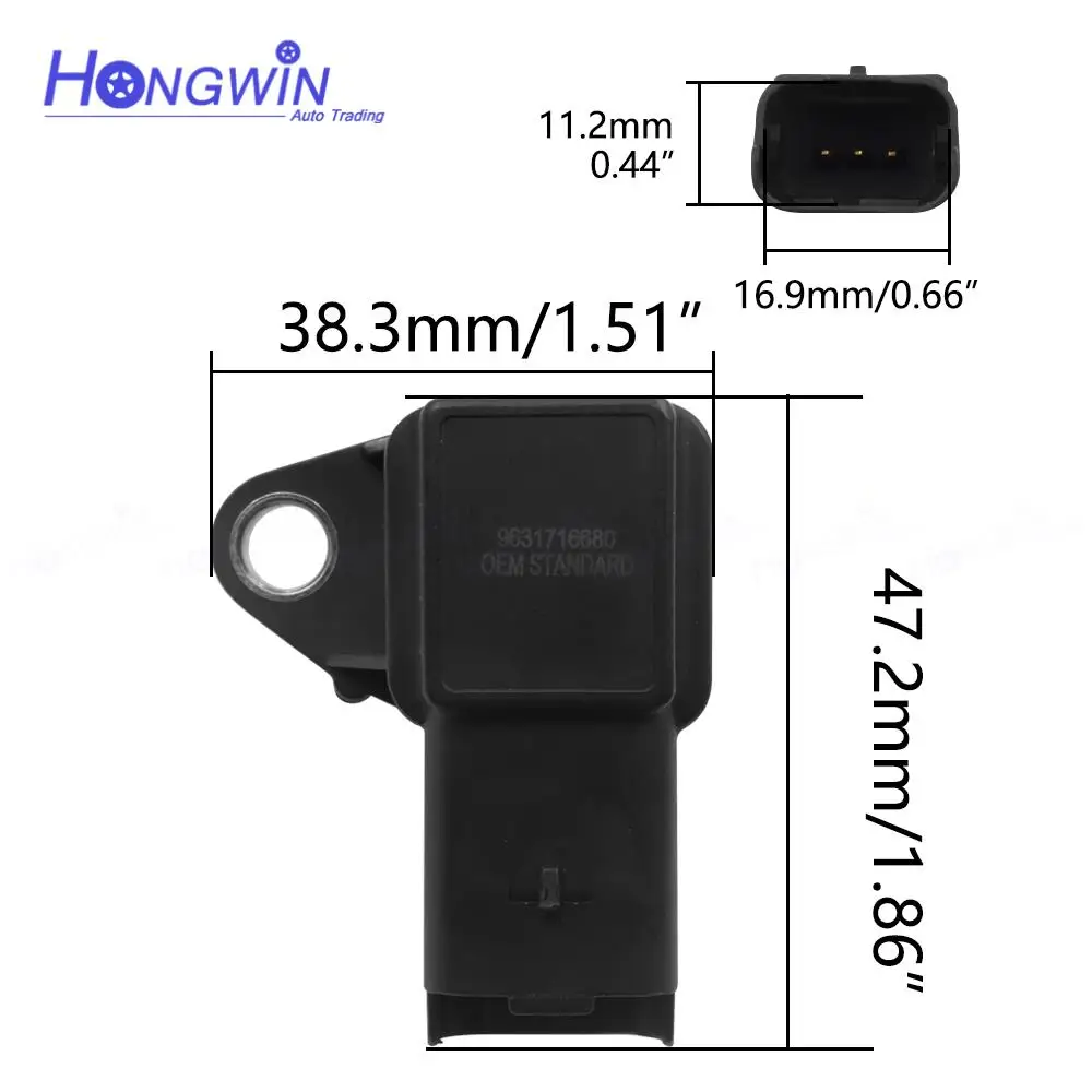 1/3pcs 9631716680 19207T 079800-4480 079800-5780 Air Pressure MAP Sensor 2.5BAR For Citroen Pressure Fiat 1.4 2.0 2.2 HDi JTD 2