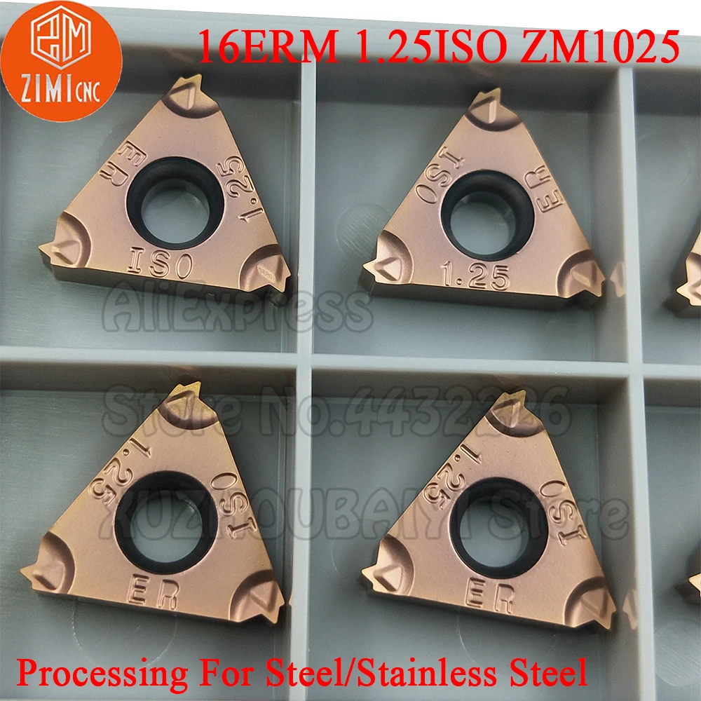 10p 16ERM 1,25 ISO ZM1025 16ERM 1,25 ISO 16ERM 1,25 ISO Hartmetall Gewinde Einsätze Drehen Werkzeuge Cutter Drehmaschine Klinge für edelstahl