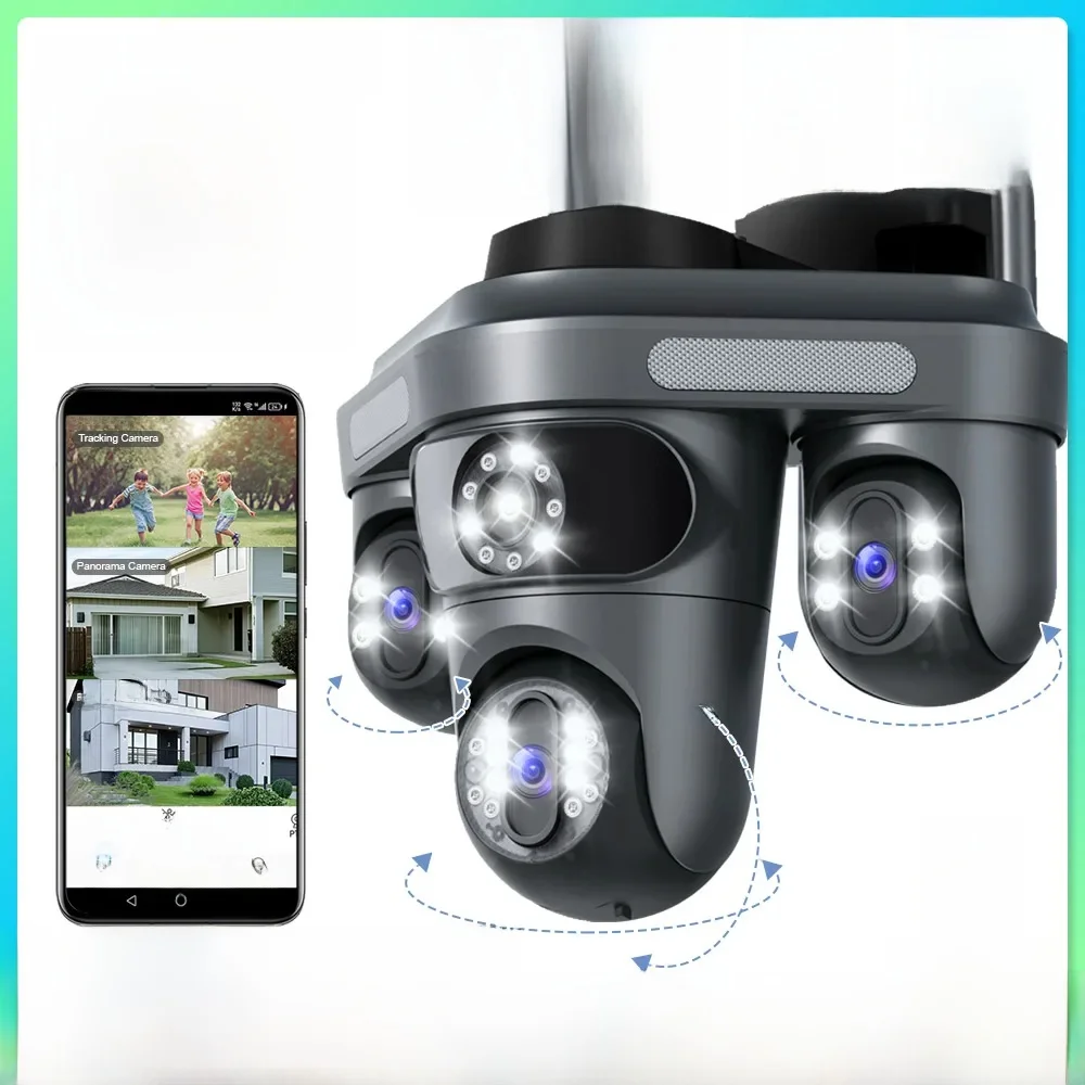 LS VISION Kamera z potrójnym ekranem WiFi 6K 12MP Kamera IP 3 obiektywy PTZ APP Kamera kontrolna Detekcja ruchu Kamera wideo do nadzoru — 2