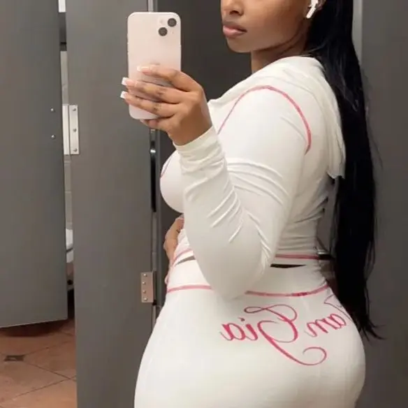 الربيع والخريف طباعة 2 قطعة مجموعة السببية الشارع ملابس النساء Y2K موضة كم طويل البريدي مقنعين المحاصيل القمم