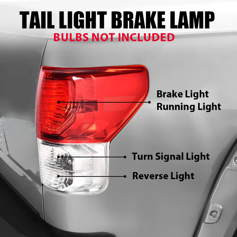 Conjunto de lámpara de freno de luz trasera sin bombilla lado derecho del pasajero apto para Toyota Tundra 2007-2013 To2801183, To2801165