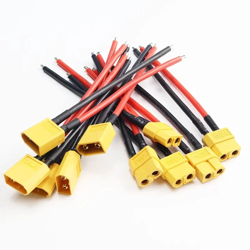 Connecteur de batterie XT60 femelle/mâle, 2 pièces/7 pièces, 14awg, 10cm, avec fil Flexible en Silicone pour batterie Lipo RC, pièces de moteur, bricolage