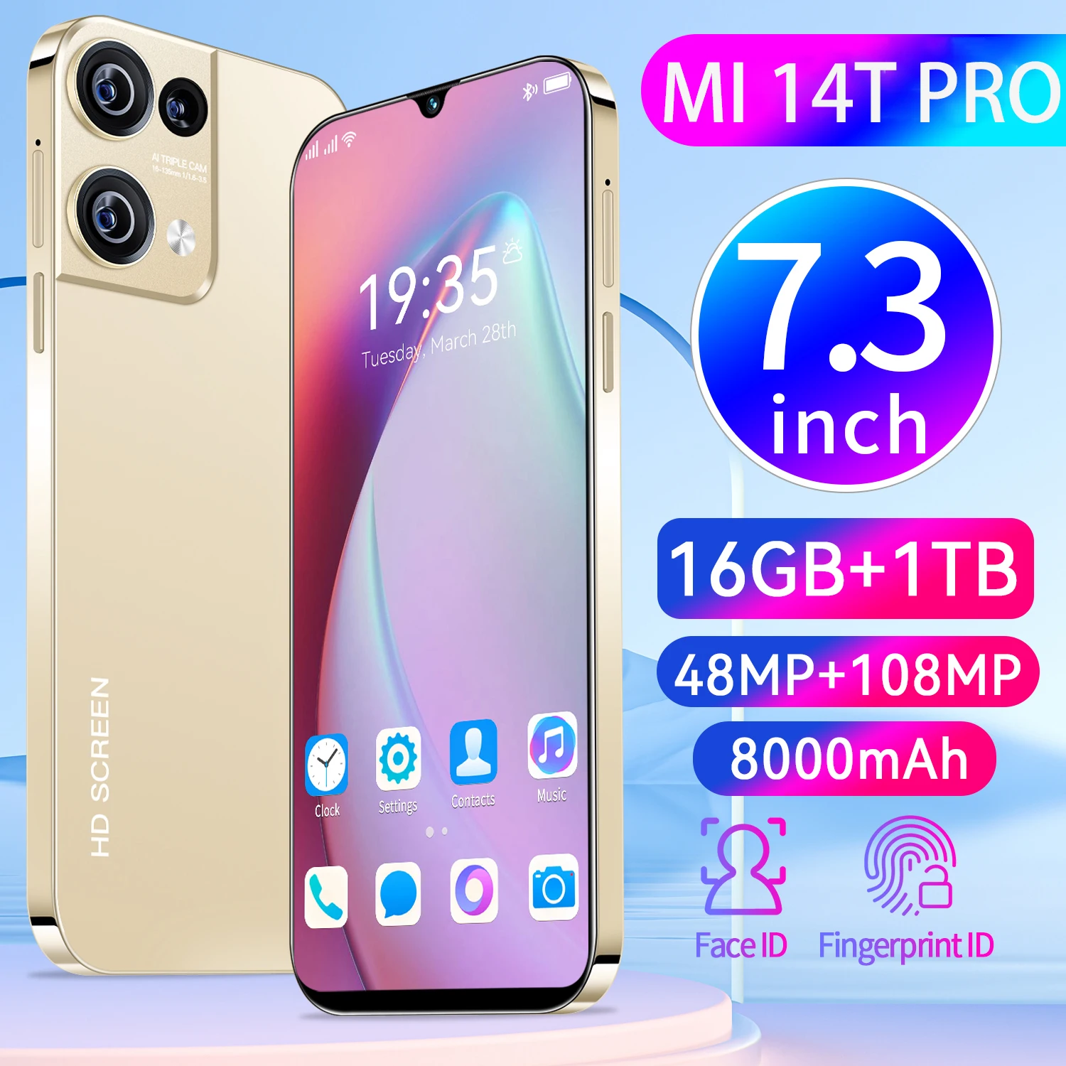 

2025 New Global Edition MI 14T Pro 7.3-inch Snapdragon 8 Gen2 8000mAh Battery 5G Dual Card Dual Android 14 system