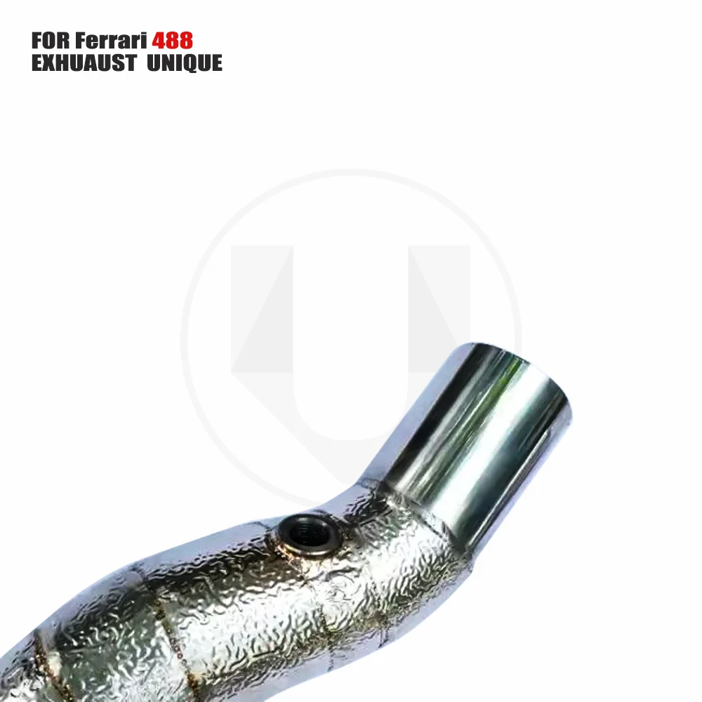 UNIQUE Exhaust System High Flow Performance Downpipe for Ferrari 488 Pista Spider GTB V8 3.9T Without Heat Shield