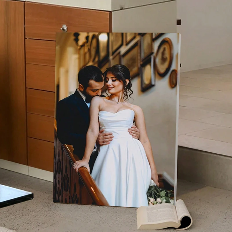 Custom Canvas Wall Art, Personalized Photo Painting with Frame for Wedding Anniversary Bedroom Living Room Home Decor
