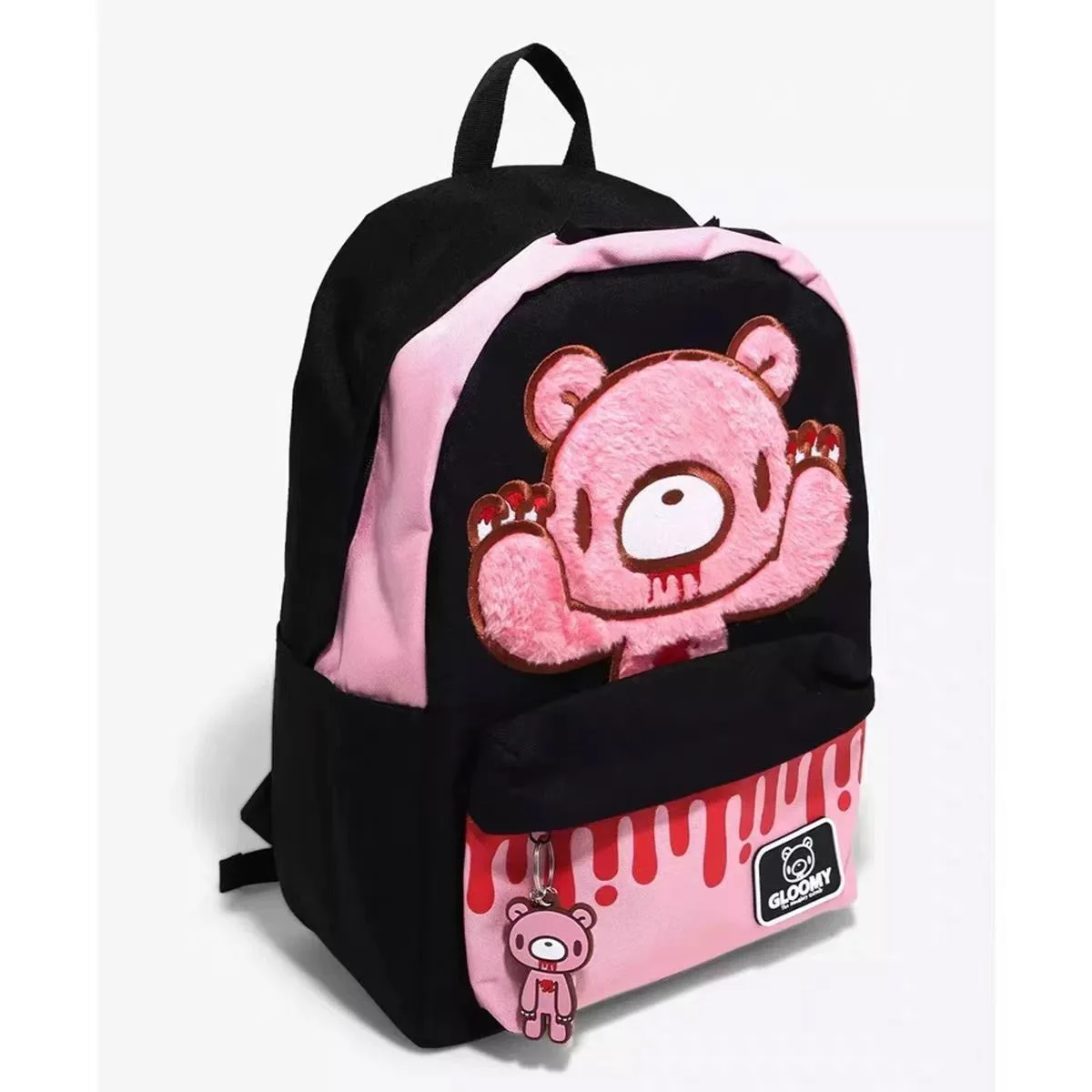 black gloomy bear mini backpack Bear: Gloomy Plush w/ Spring Hook 4"H Great Eastern Entertainment Gloomy Bear is ready to join you in style Black & White Double-Headed Bear