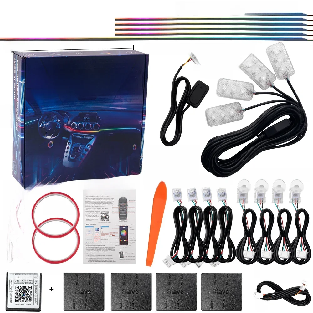 10/14/18 in 1 Led Auto Omgevingsverlichting 213 64 Kleur RGB Symfonie Streamer Bluetooth Regenboog Acryl strips Sfeer Lamp Kit 12 V - afbeelding 2