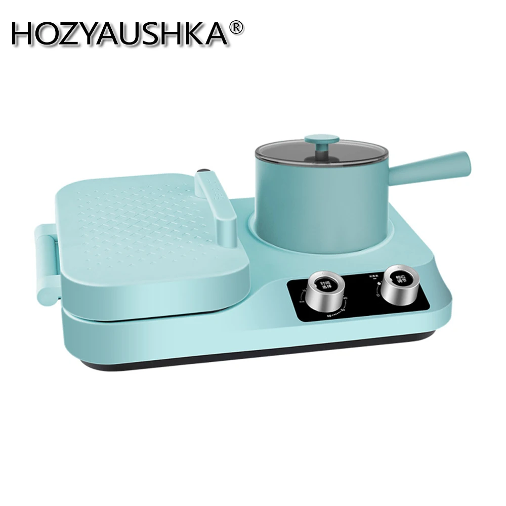 Multifunctional breakfast machine, HOZYAUSHKA, Ssmall sandwich maker, Double knob partition operation, Small barbecue machine