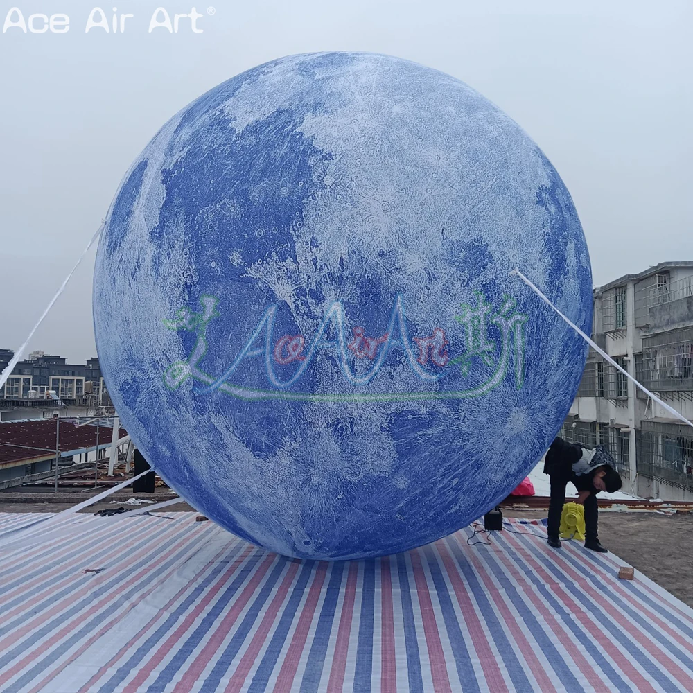 Modelo de planeta decorativo para exhibición al aire libre, Luna inflable, fiesta, puerta a puerta, 4,5 m de diámetro