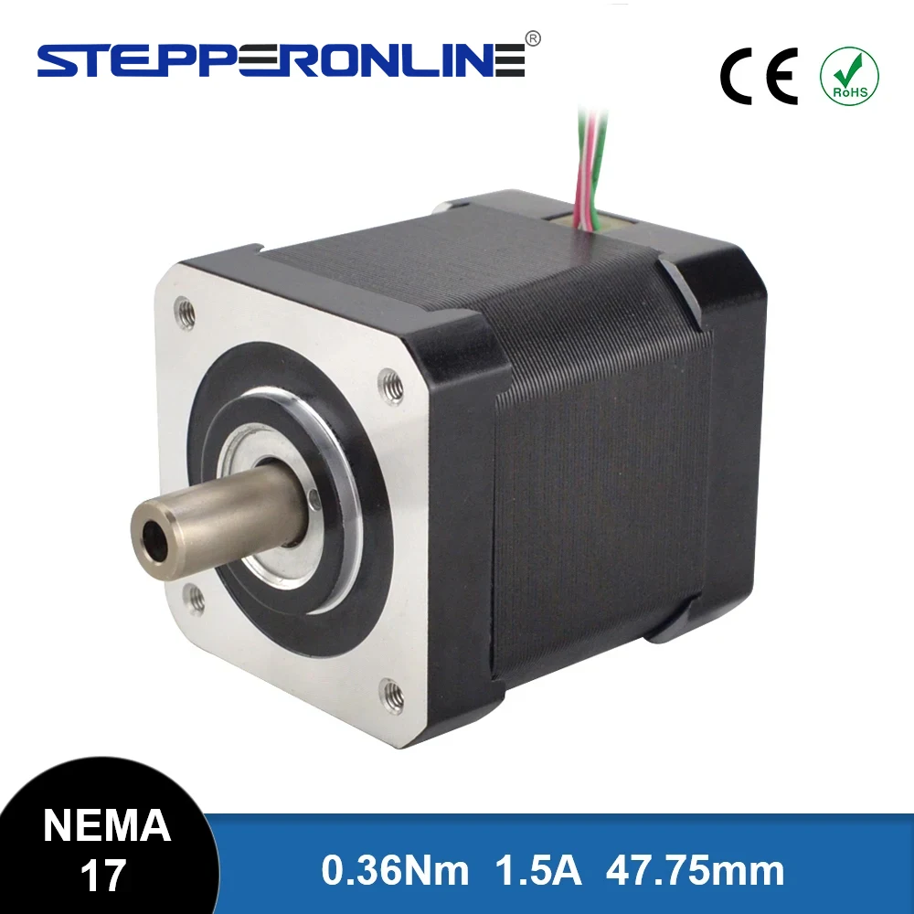 Nema 17 Hollow Shaft Stepper Motor 48mm Bipolar 0.36Nm(42.49oz.in) 1.5A 42 Motor 4-lead for DIY CNC 3D Printer