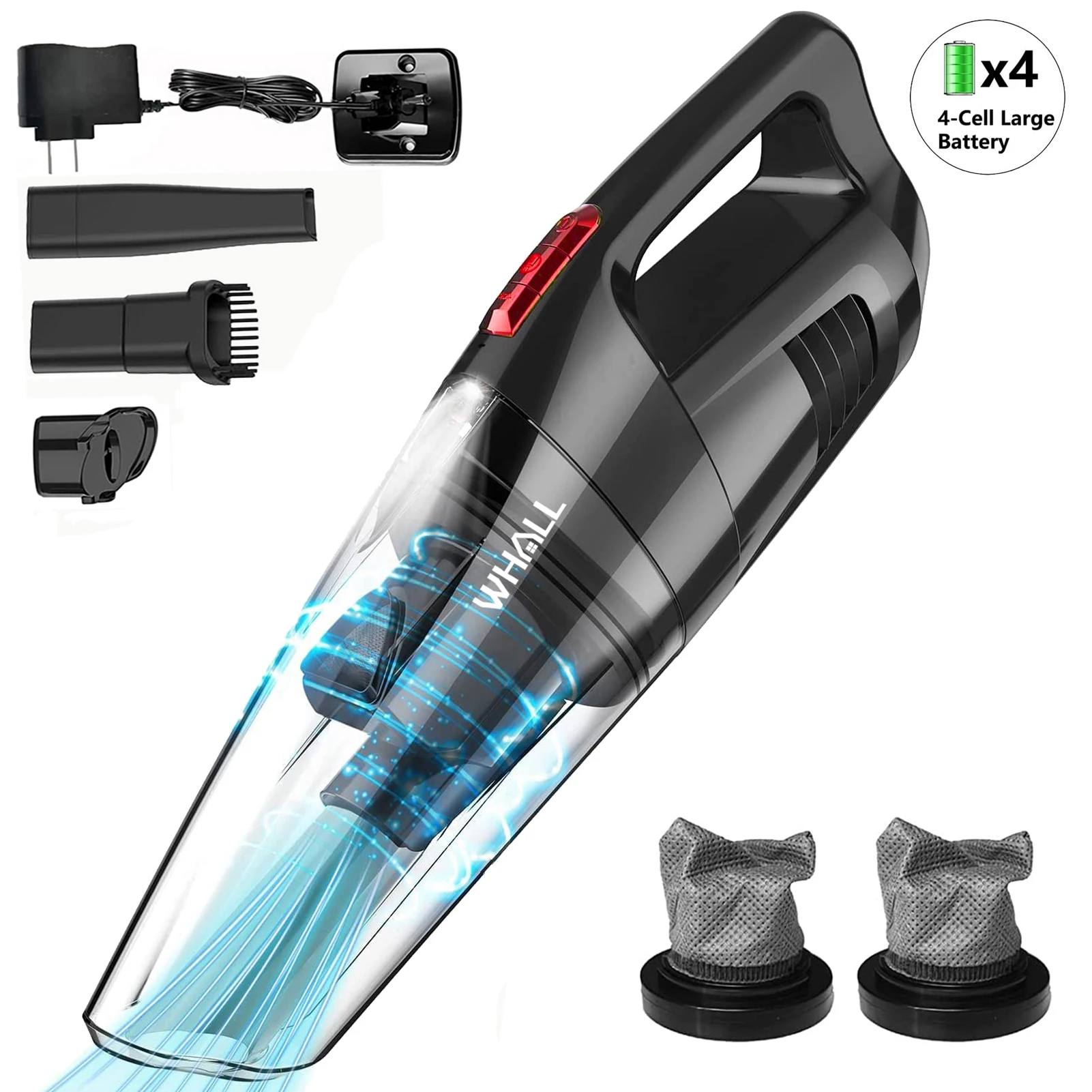 

WHALL Handheld Vacuum Cleaner, 8500PA Suction, Wet Dry Vacuum Cleaner Cordless with LED Light, Car Vacuum Cleaner