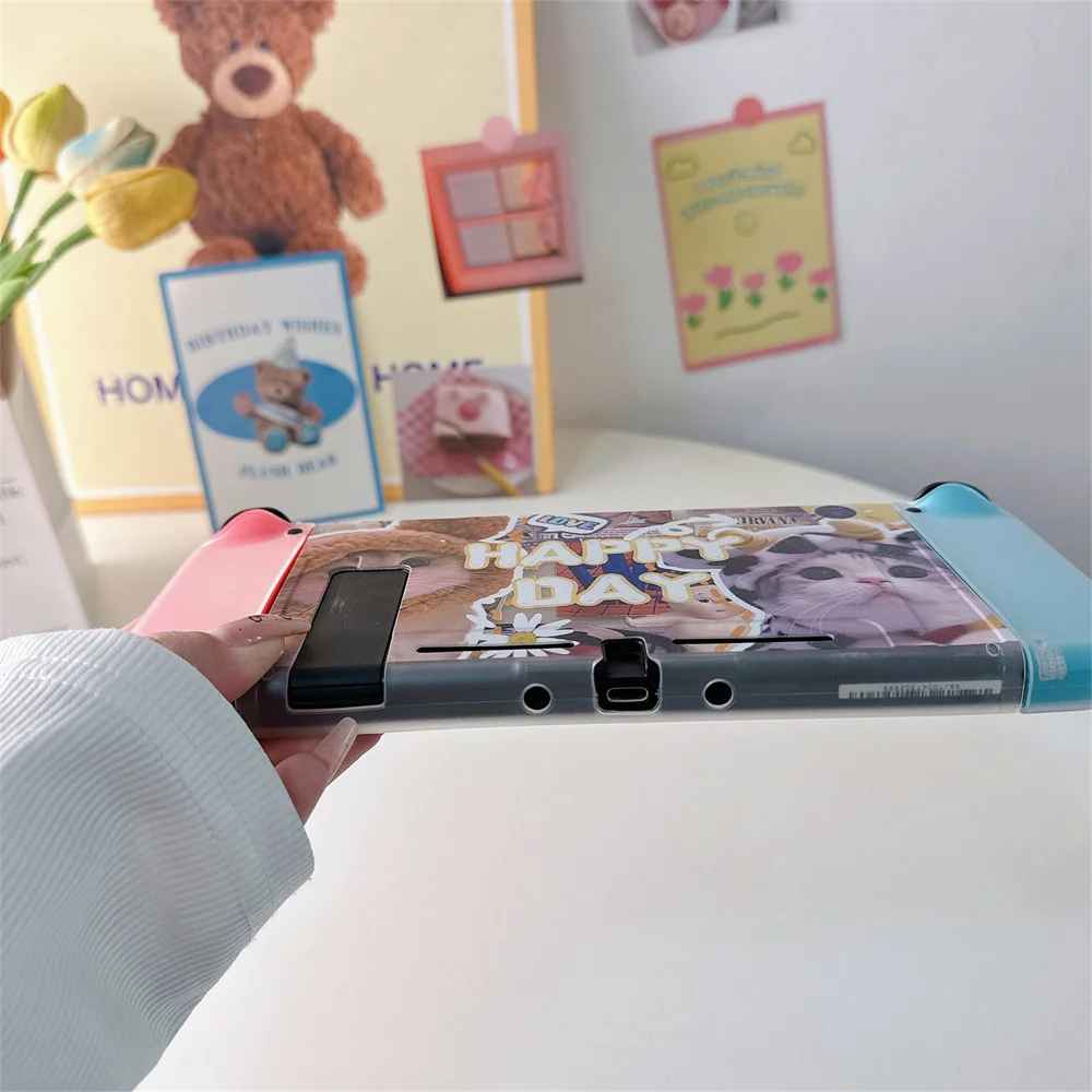 Cute Kawaii Cat Pattern Protective Case For Nintendo Switch Oled Protector Cover For Switch NS Game Console Accessories Casing