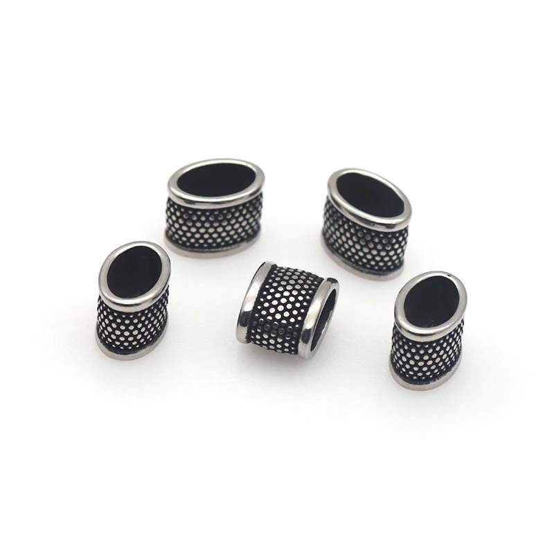 10 قطعة الفولاذ المقاوم للصدأ المنزلق الخرز النقاط البيضاوي فضفاض خزر عازل الشريحة سحر ل الجلود سوار صنع المجوهرات DIY بها بنفسك اكسسوارات