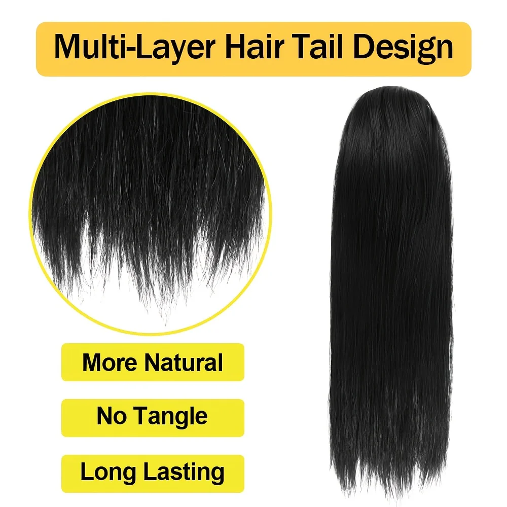 女性用ドローストリングポニーテール人毛エクステ ナチュラルカラーストレートドローストリング100%人毛ポニーテールエクステ