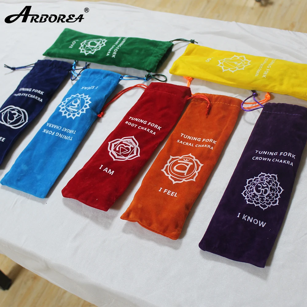Seven Chakras Colorful Tuning Fork Set for Meditation Aluminum Alloy Sound Healing Tools Percussion Instrument