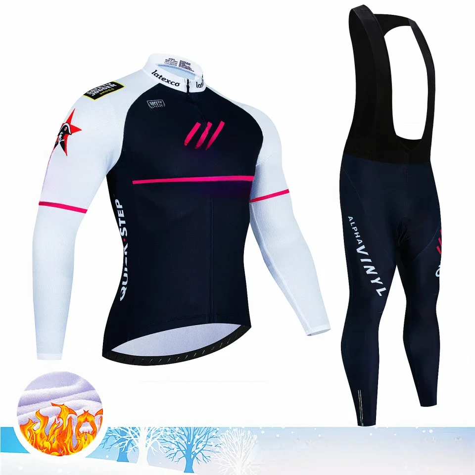 AliExpress UK QUICK STEP Warm Winter Thermal Fleece Cycling Jersey Sets Men Outdoor Riding MTB Ropa Ciclismo Bib