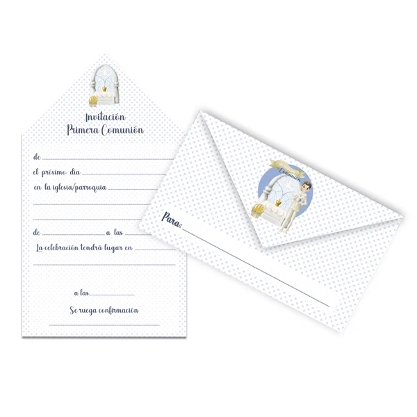 ARGUVAL | 2 Blisters 10 invitations on Communion child altar | Communion invitations for child, my first communion, party invitations, envelope-shaped invitations