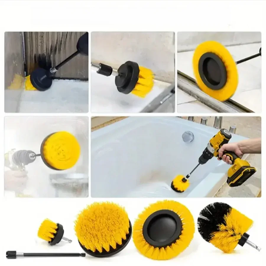 5/7pcs Electric Brush Attachment Set Power Drill Scrub Brush Wash Clean Tool With For Cleaning Car Washing Grout Carpet Floor