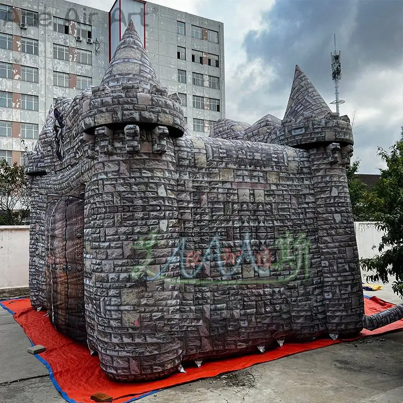 Tente de chevalier gonflable, maison de château gonflable, canal carré pour la décoration extérieure ou les activités de scène, ventes directes d'usine