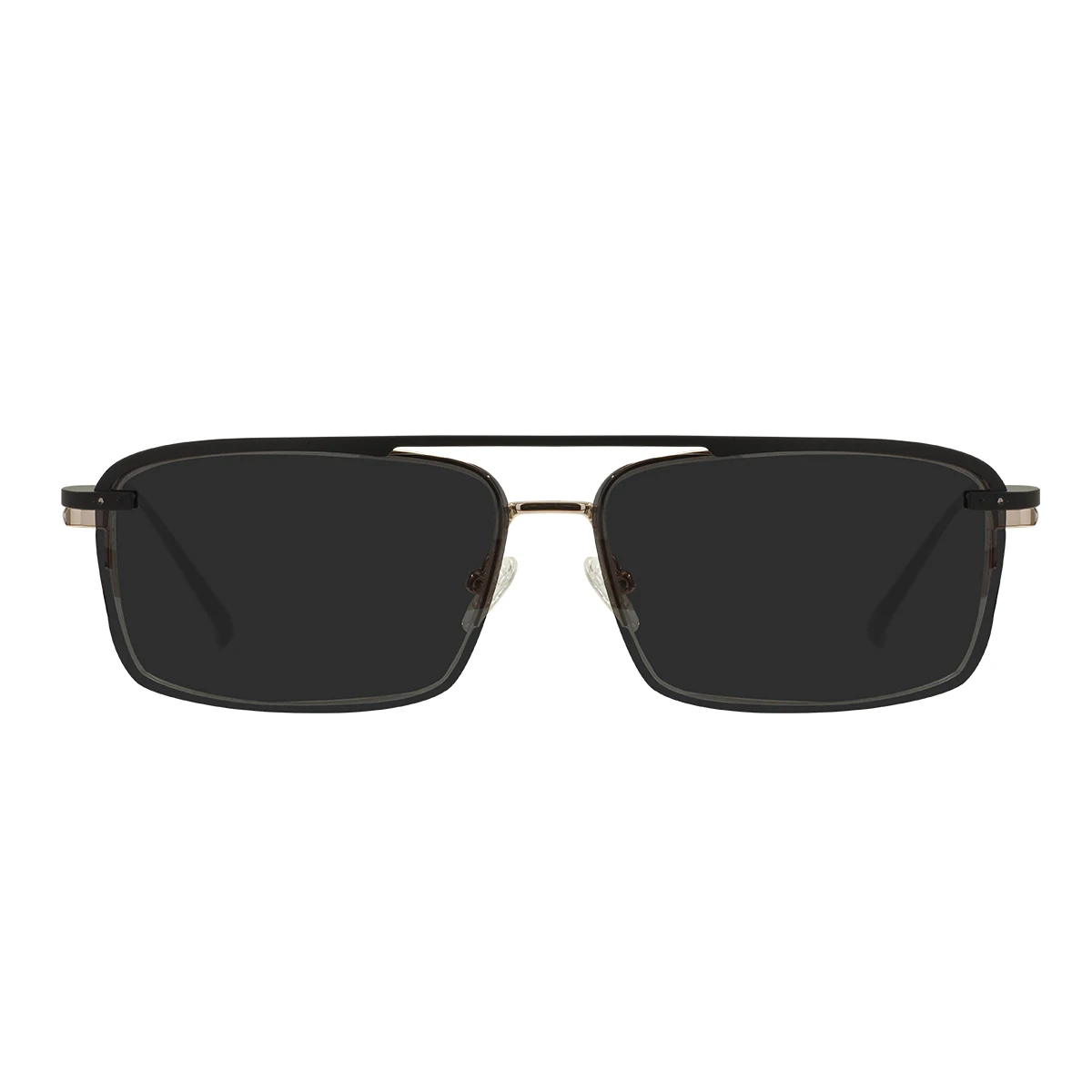Men Metal Rectangle Glasses Frame Half Rim Superfine With Spring Hinge With Clip On Sunglasses For Optical Prescription Lenses