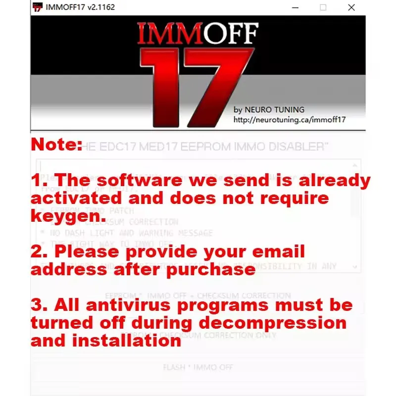 IMMO OFF 17 IMMOFF17 برنامج تنشيط الإصدار EDC17 MED 17 Immo Off Ecu EEPROM IMMO تصحيح Checksum إلى IMMO OFF Flash #4